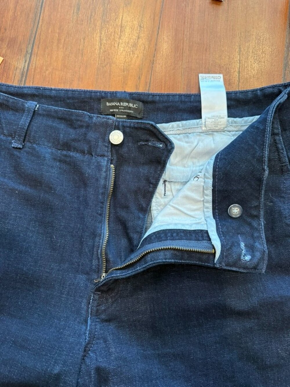 Banana Republic dark indigo high-rise straight jeans